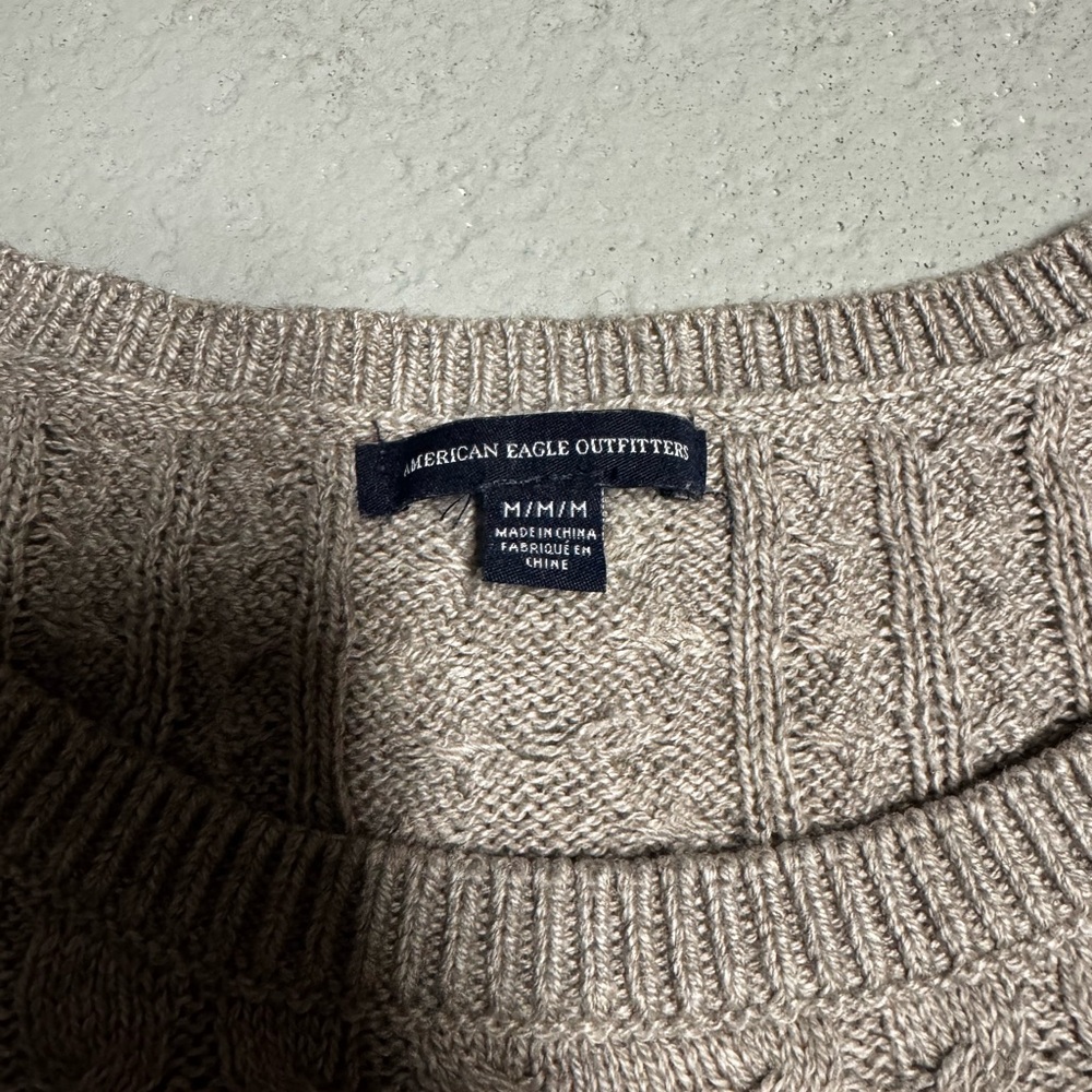 American Eagle Outfitters Taupe Cable Knit Sweater - Picture 3 of 3